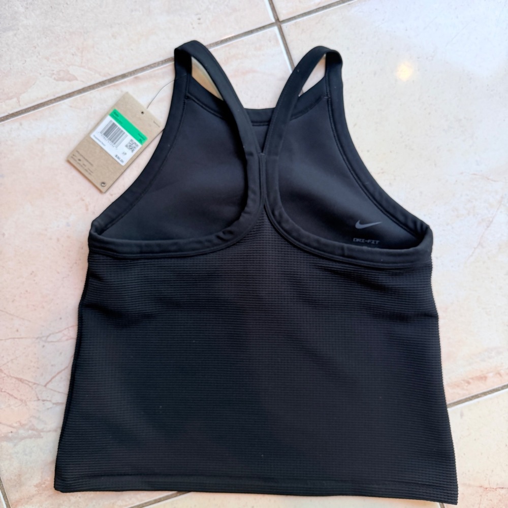 Nike Girls XL Dri-FIT Tank Top Black High Neck Racerback Built In Bra NWT - Picture 3 of 8